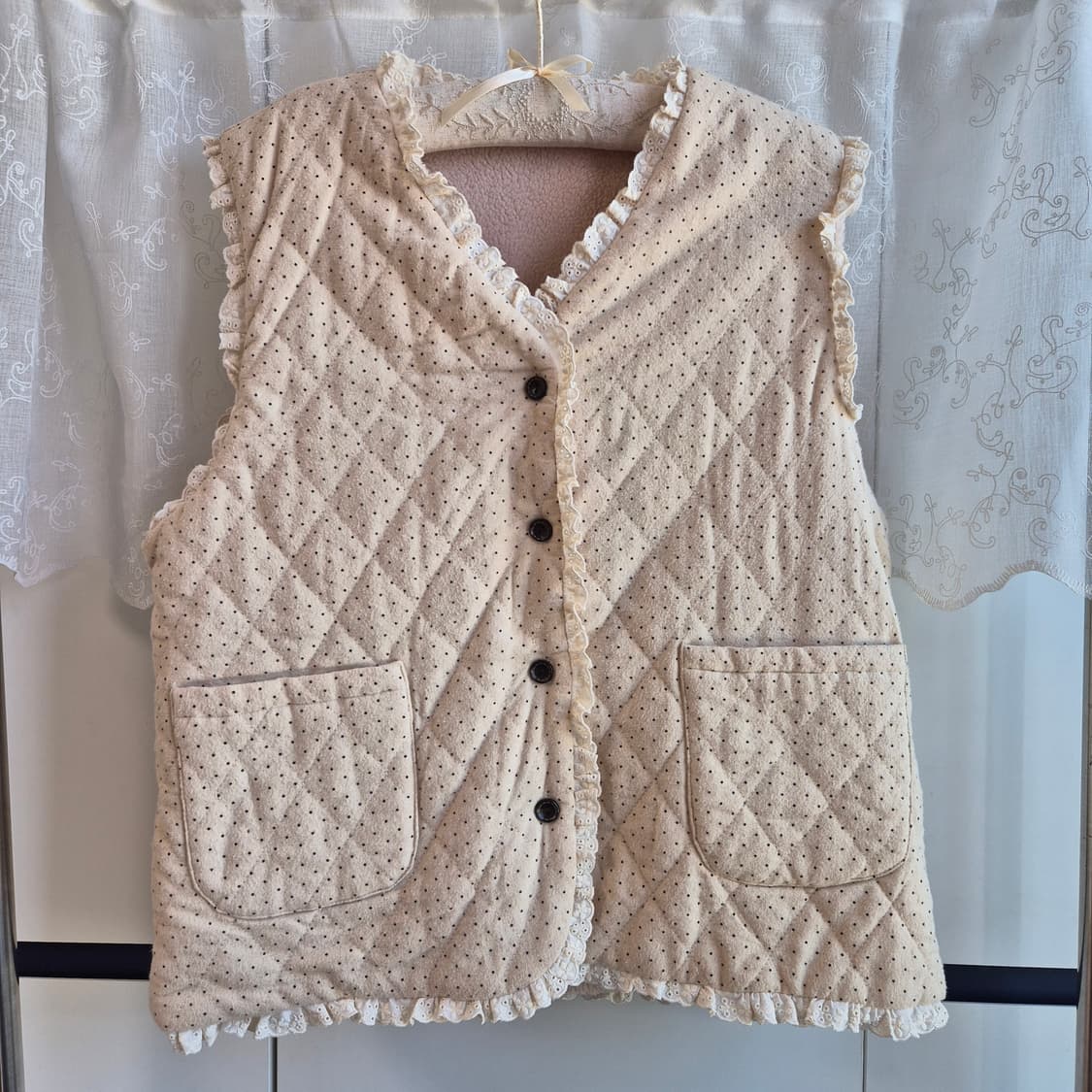 아이보리 도트 양털 베스트 상품이미지1