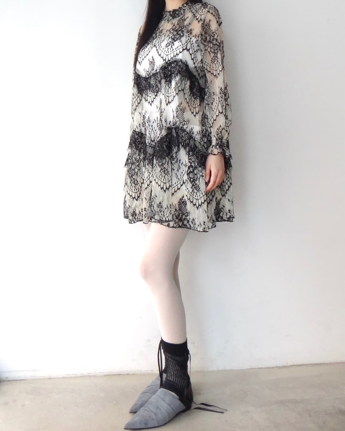 Sharp shirring leather mix toe shoes 상품이미지6