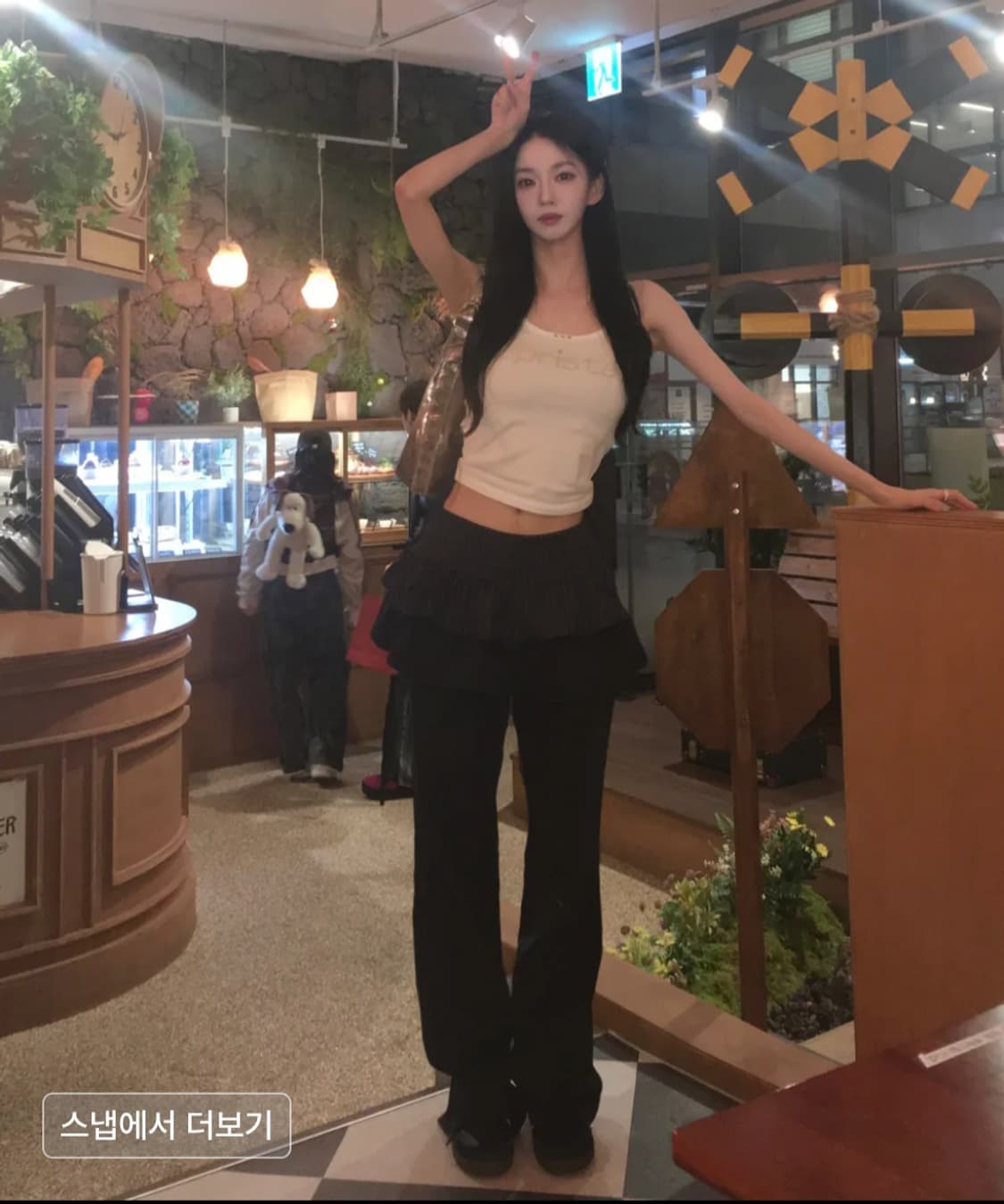 일리고 러플배색 스커트팬츠 블랙 상품이미지4