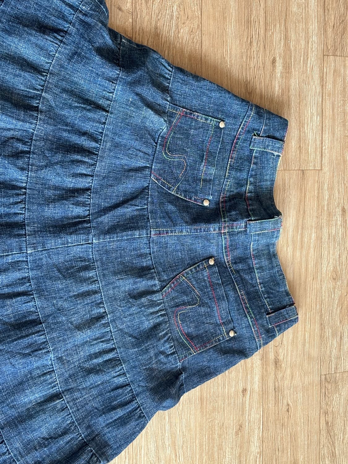 Y2K 무드 빈티지 데님 포켓 티어드 스커트 상품이미지5