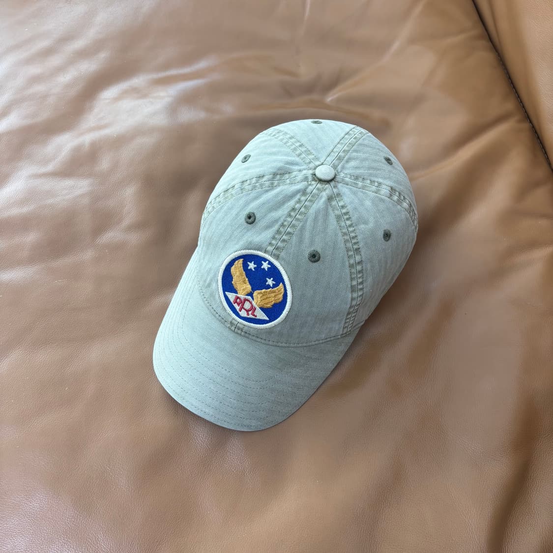 RRL 더블알엘 랄프로렌 폴로 윙로고 6패널 볼캡 모자 워시드 카키 상품이미지5