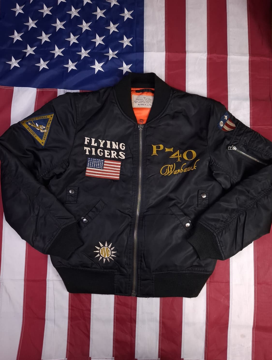 오리지날 아비렉스 플라잉 타이거즈 자수 MA-1 항공자켓 상품이미지3