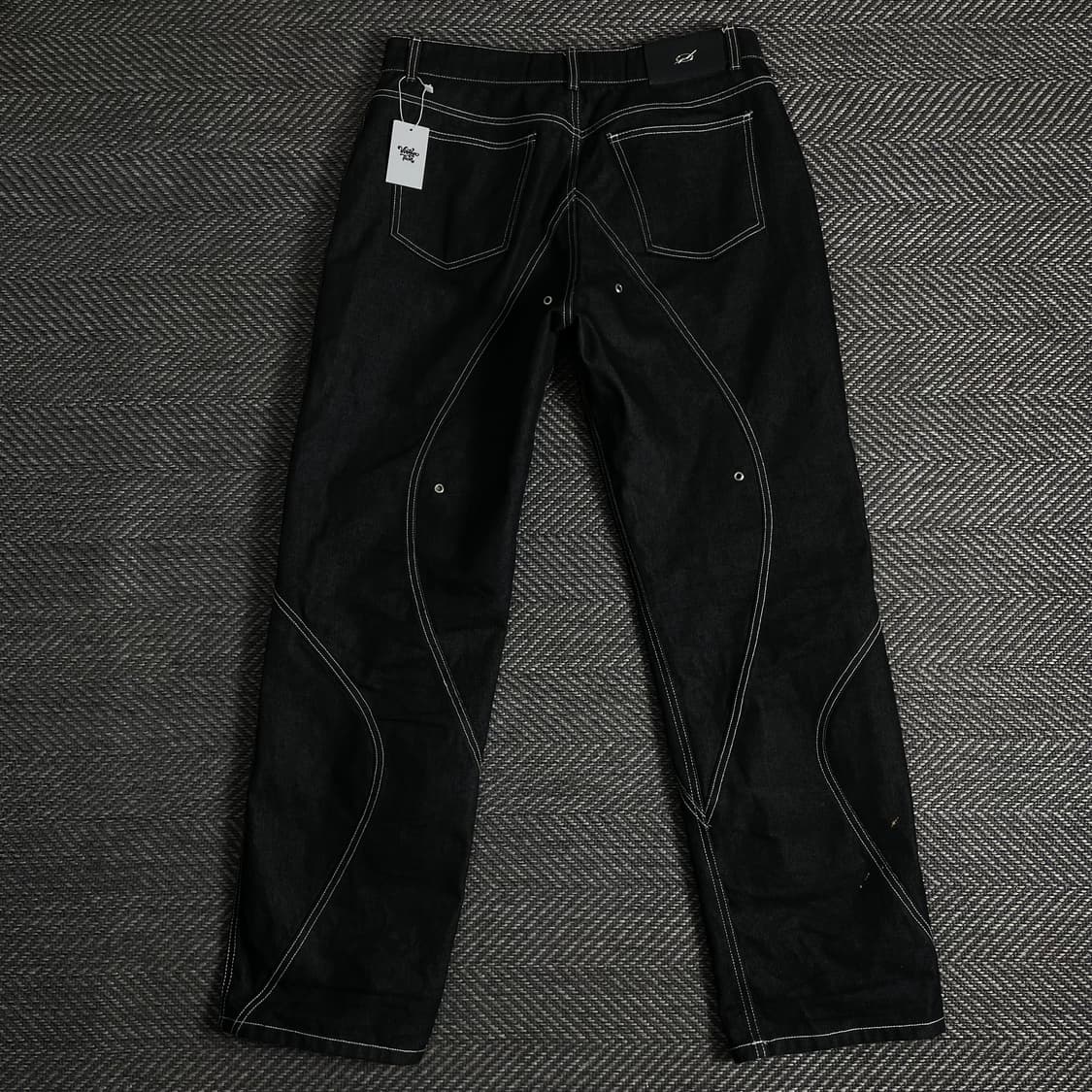 51퍼센트 스티치 디테일 블랙 데님 와이드 팬츠y 3403 상품이미지5