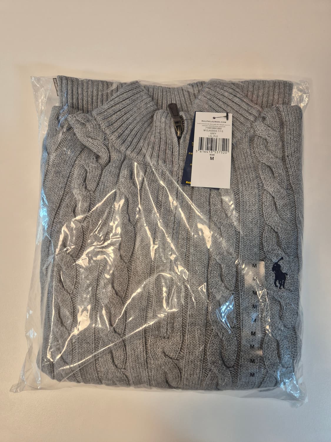 폴로 반집업 꽈배기 니트 그레이 (새상품) 상품이미지2