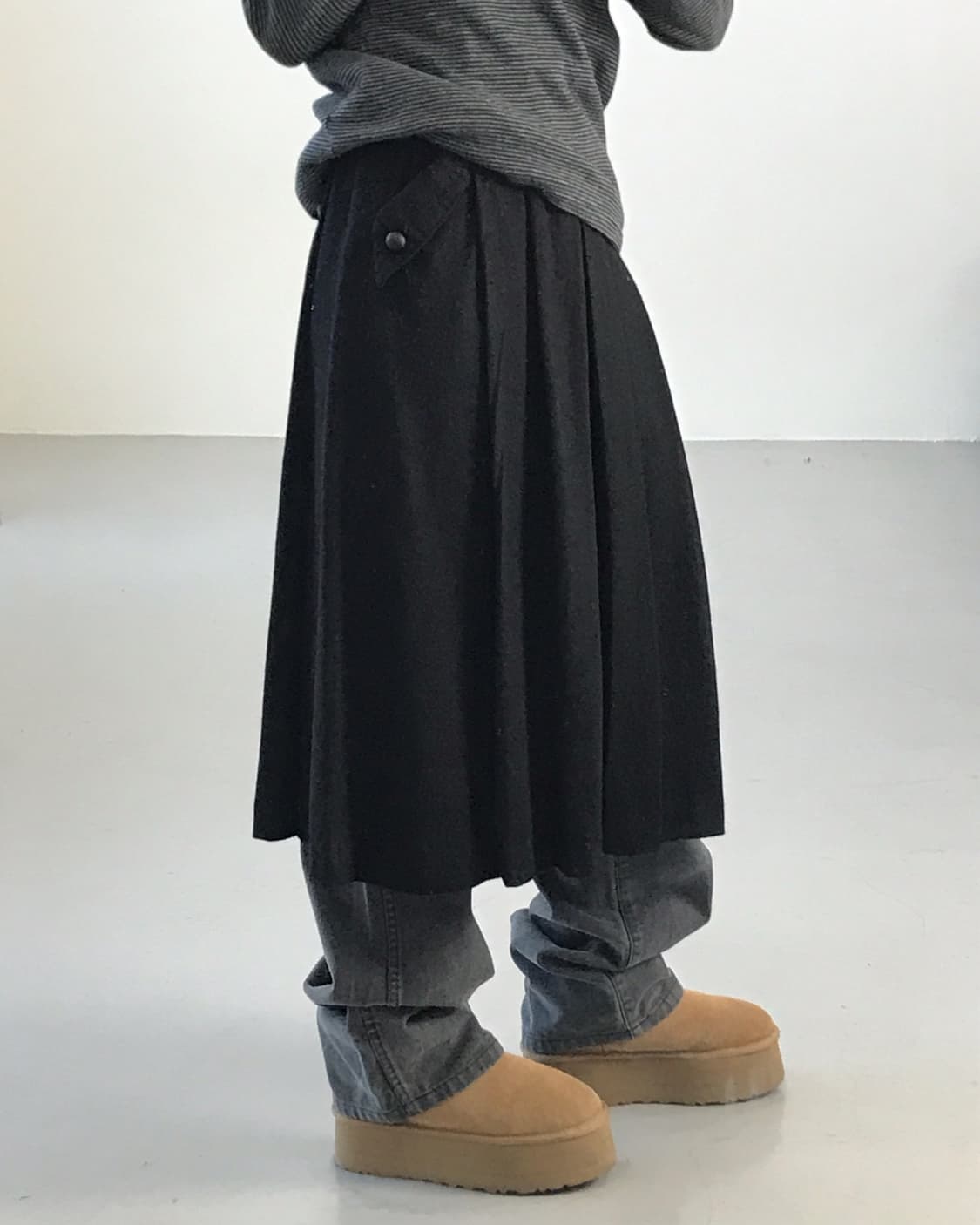 Jpn Black Wool Midi Skirts 상품이미지1