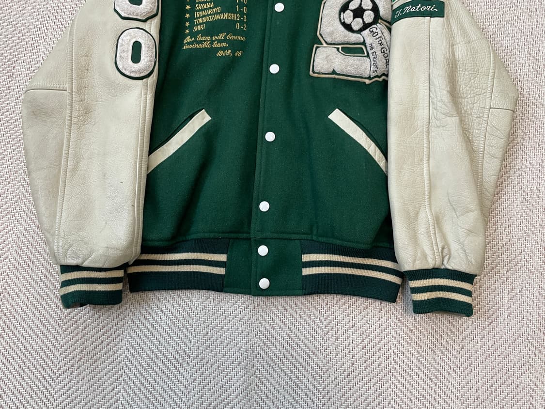 빈티지 아이비 울 멜톤 레더 슬리브 바시티 자켓 J03771 상품이미지3