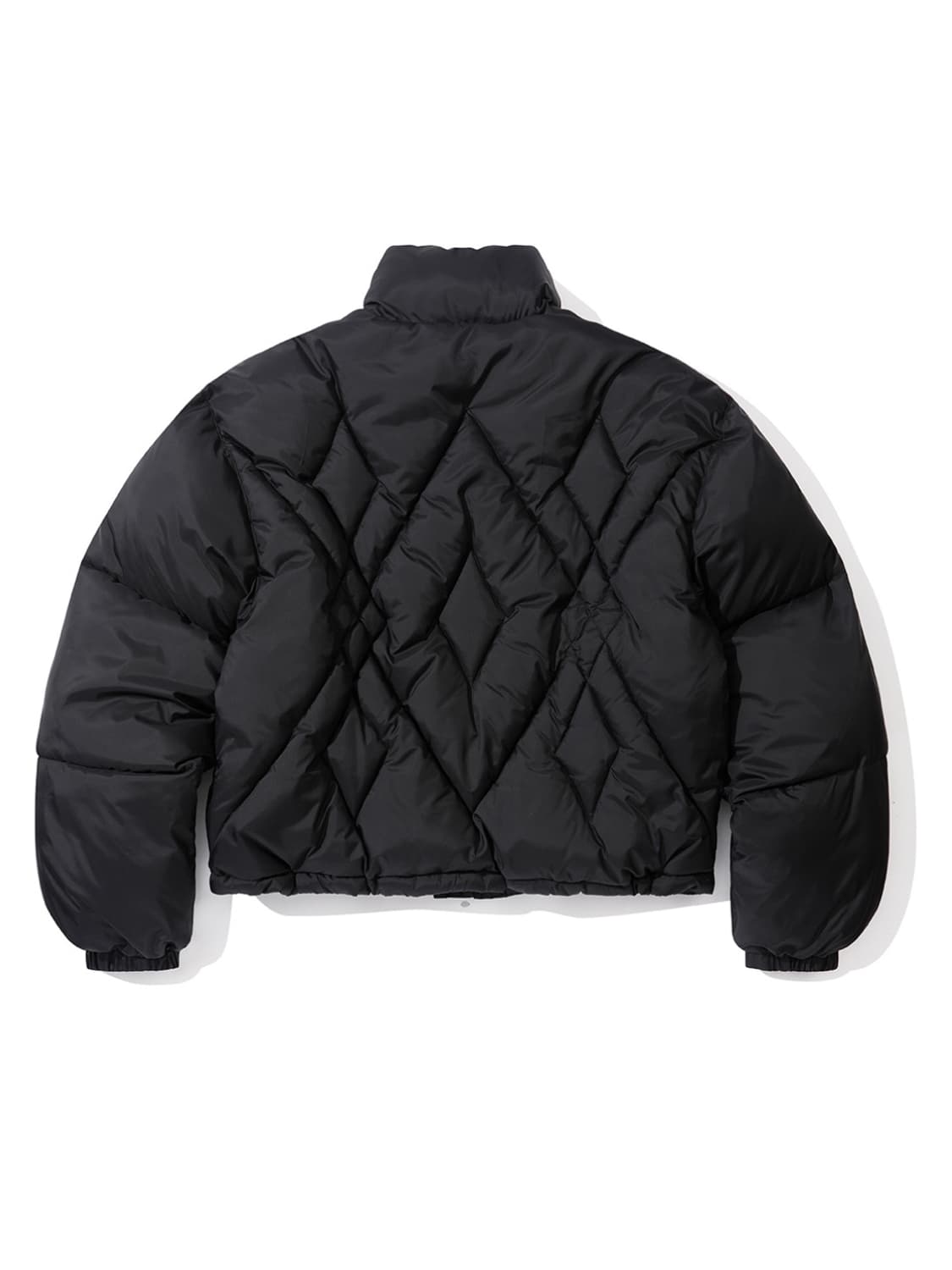 세컨모놀로그 아가일 체크 퀼팅 크롭 패딩 블랙 상품이미지2