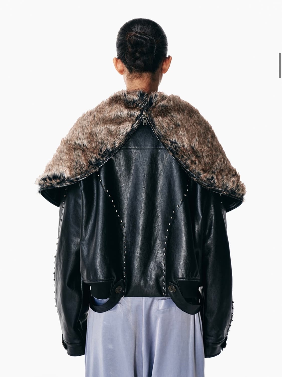 yeel FOLD-OUT HOODIE SHAWL 퍼자켓 블랙 상품이미지2