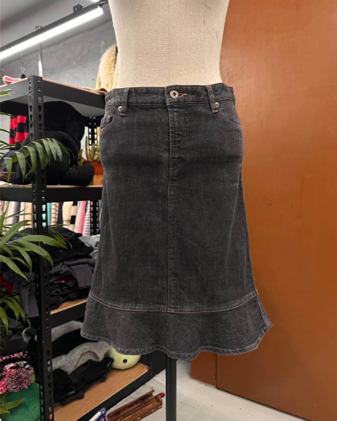 vintage pink stitch cubic denim skirt 상품이미지1