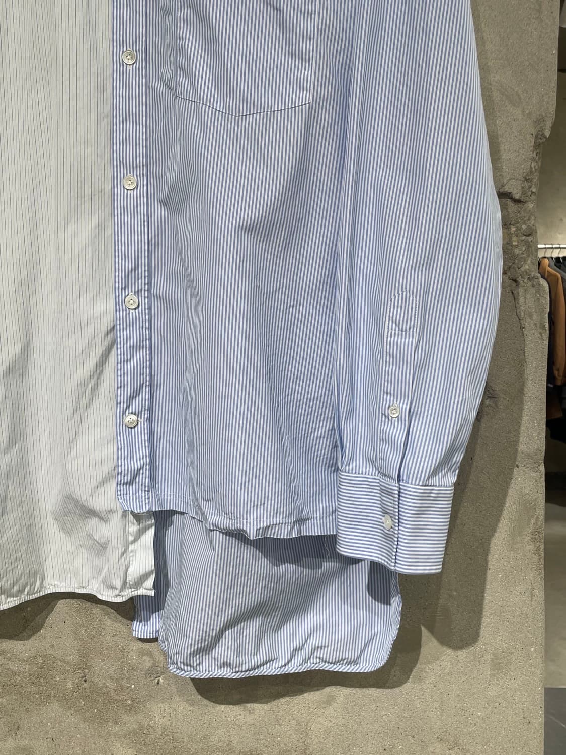 랑방 투 톤 스플릿 스트라이프 코튼 오버 셔츠 상품이미지5