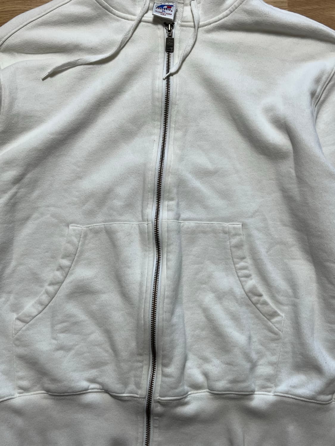 빈티지 USA 러셀 후드 집업 XL 화이트 상품이미지3