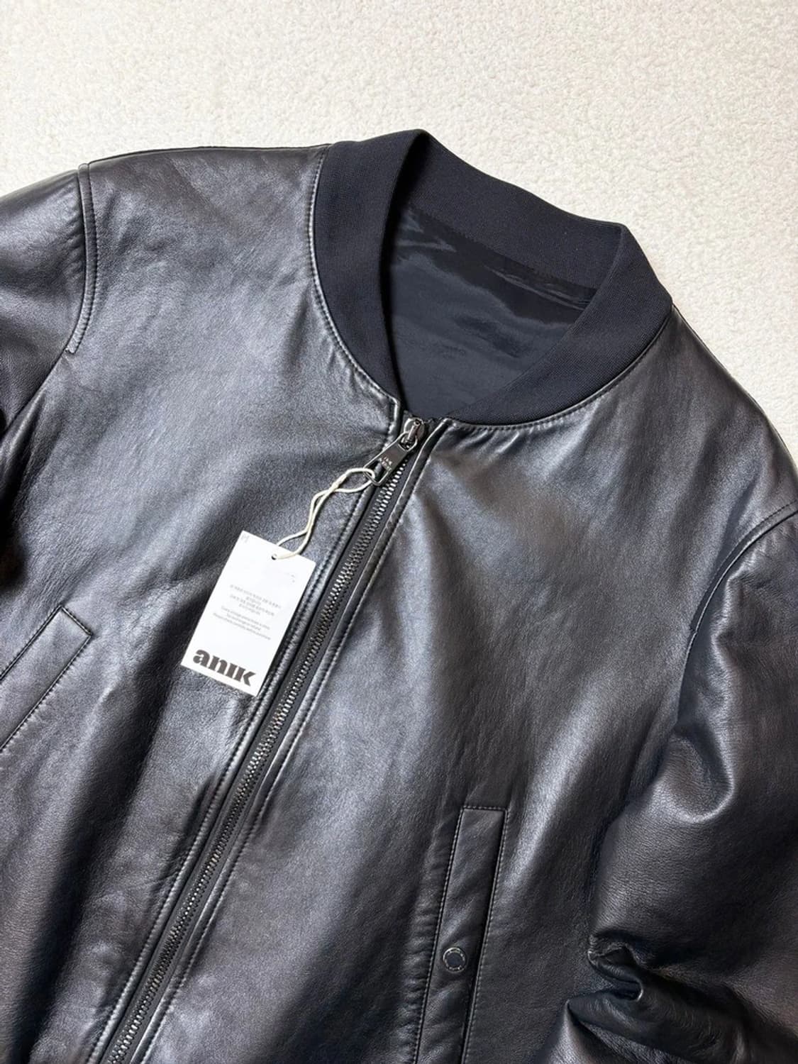 닐바렛 17ss 양가죽 x 네오프렌 바시티 가죽 자켓 PN6591 상품이미지2