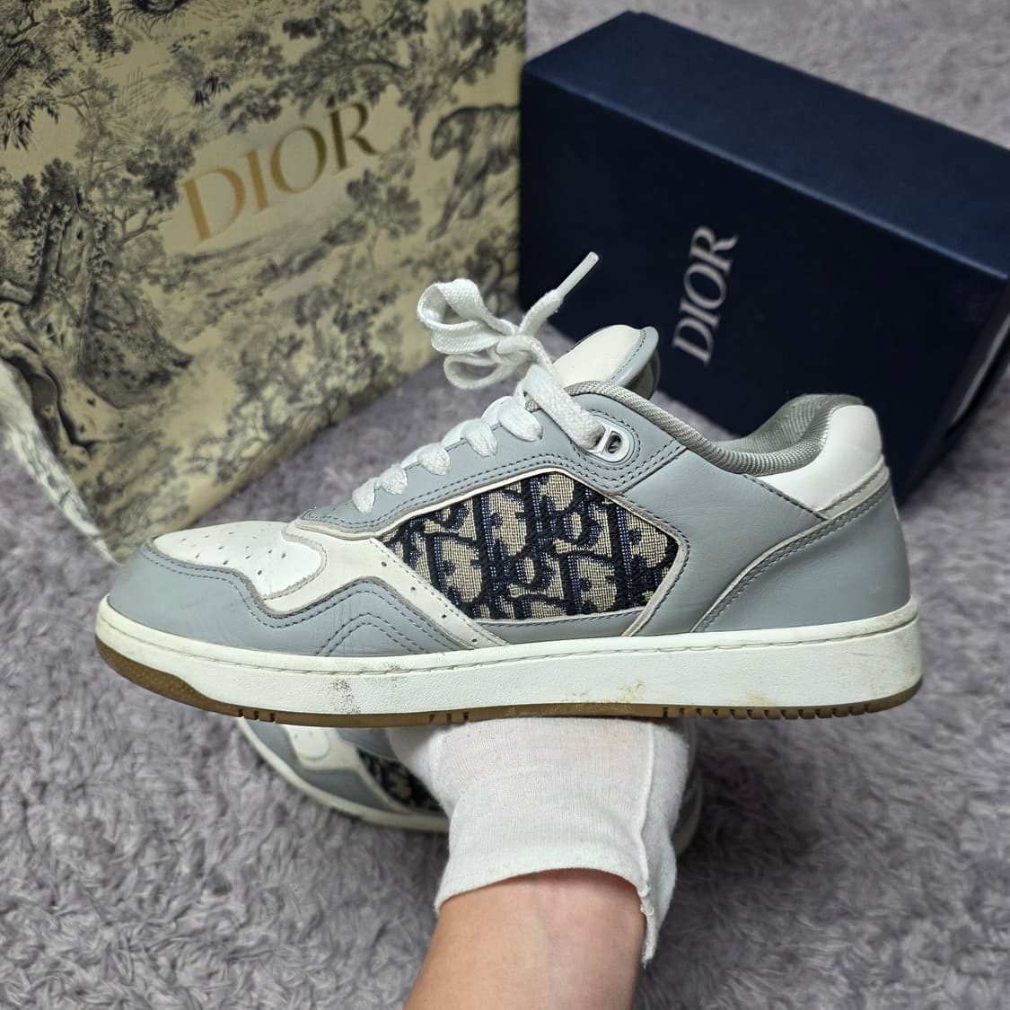 {클로젯}[40.5][풀구성]디올 오블리크 B27 스니커즈 그레이 상품이미지3