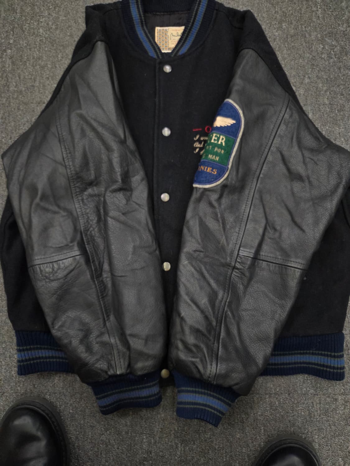 90's Mike birdies 바시티 레더 자켓 상품이미지6