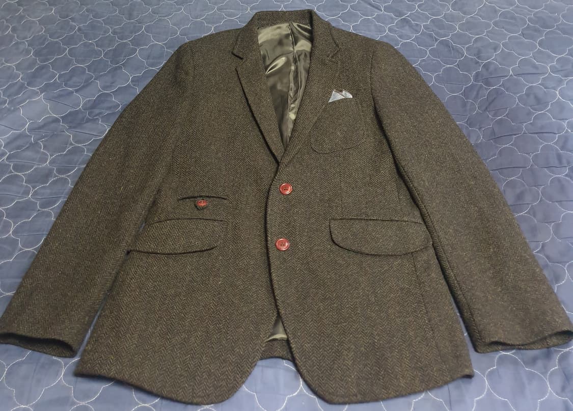 (빈티지) 더 클래스 10s 헤링본 행거치프 클래식 울 블레이저 (95) 상품이미지1