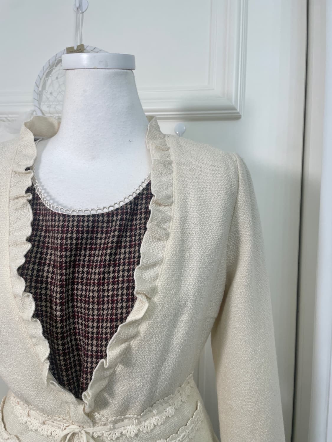 FRANCO FERRARO ivory tweed lace trim bow 상품이미지8