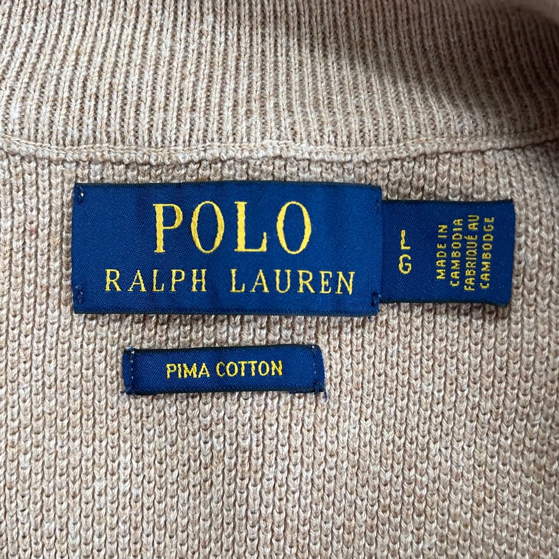 Polo  폴로 랄프로렌 신형 피마코튼 베이지 반집업 니트 상품이미지4