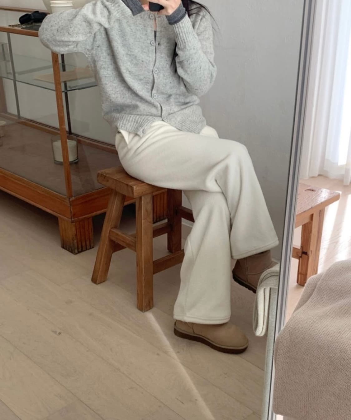 플라넬fllanel 플리스팬츠 아이보리 새상품 상품이미지3