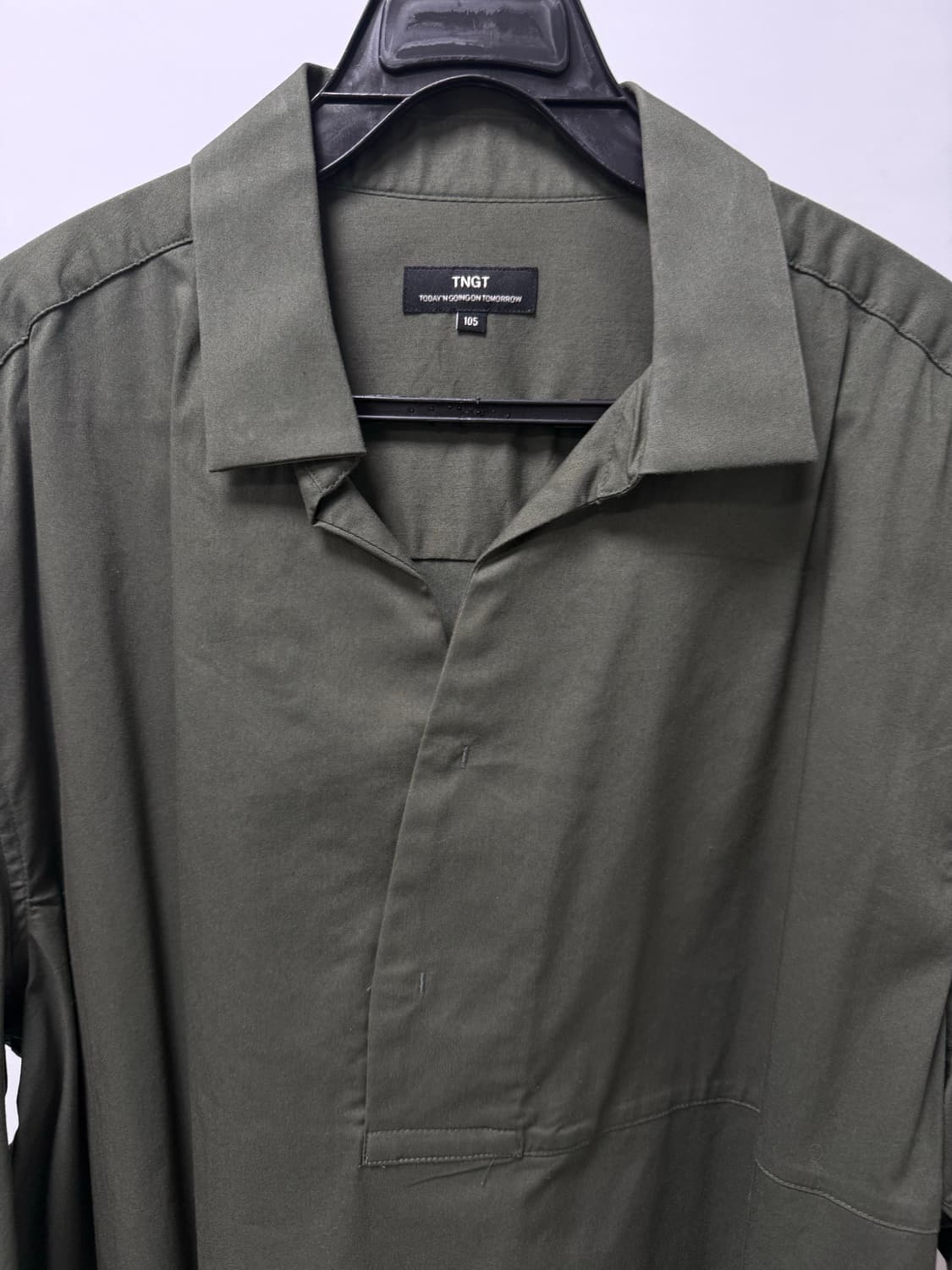 TNGT 남성 반버튼 튜닉셔츠 (올리브그린/105) 상품이미지4
