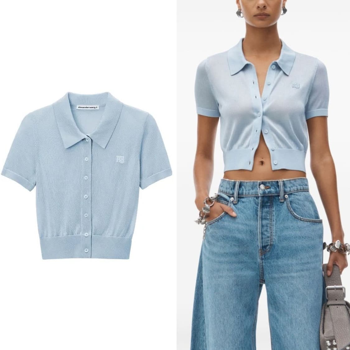 알렉산더왕 25SS 페일 블루 로고 자수 가디건 상품이미지2
