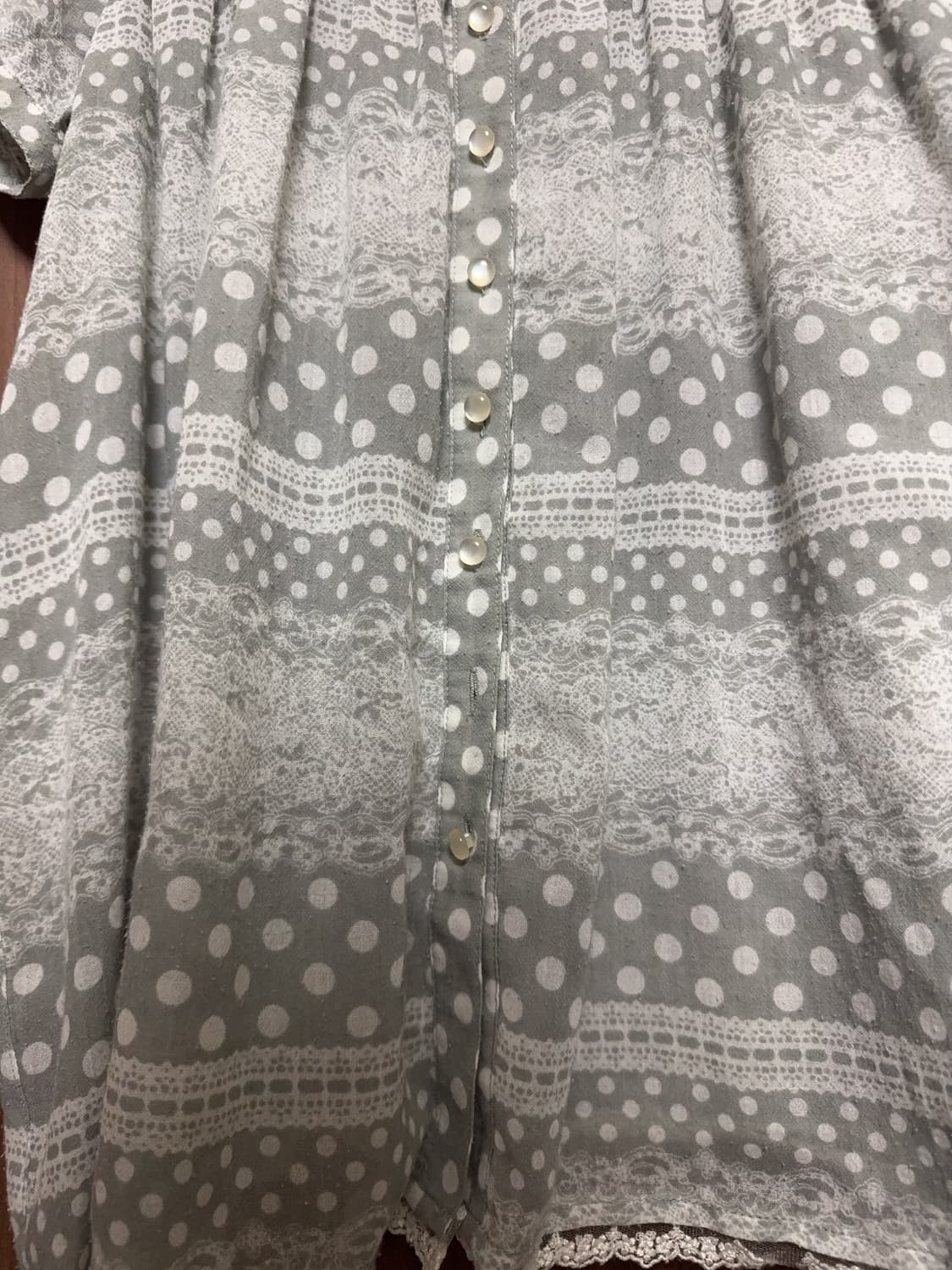 모리걸 하구미 일본 빈티지 레이스 도트 둥근카라 홍콩 블라우스 상품이미지3