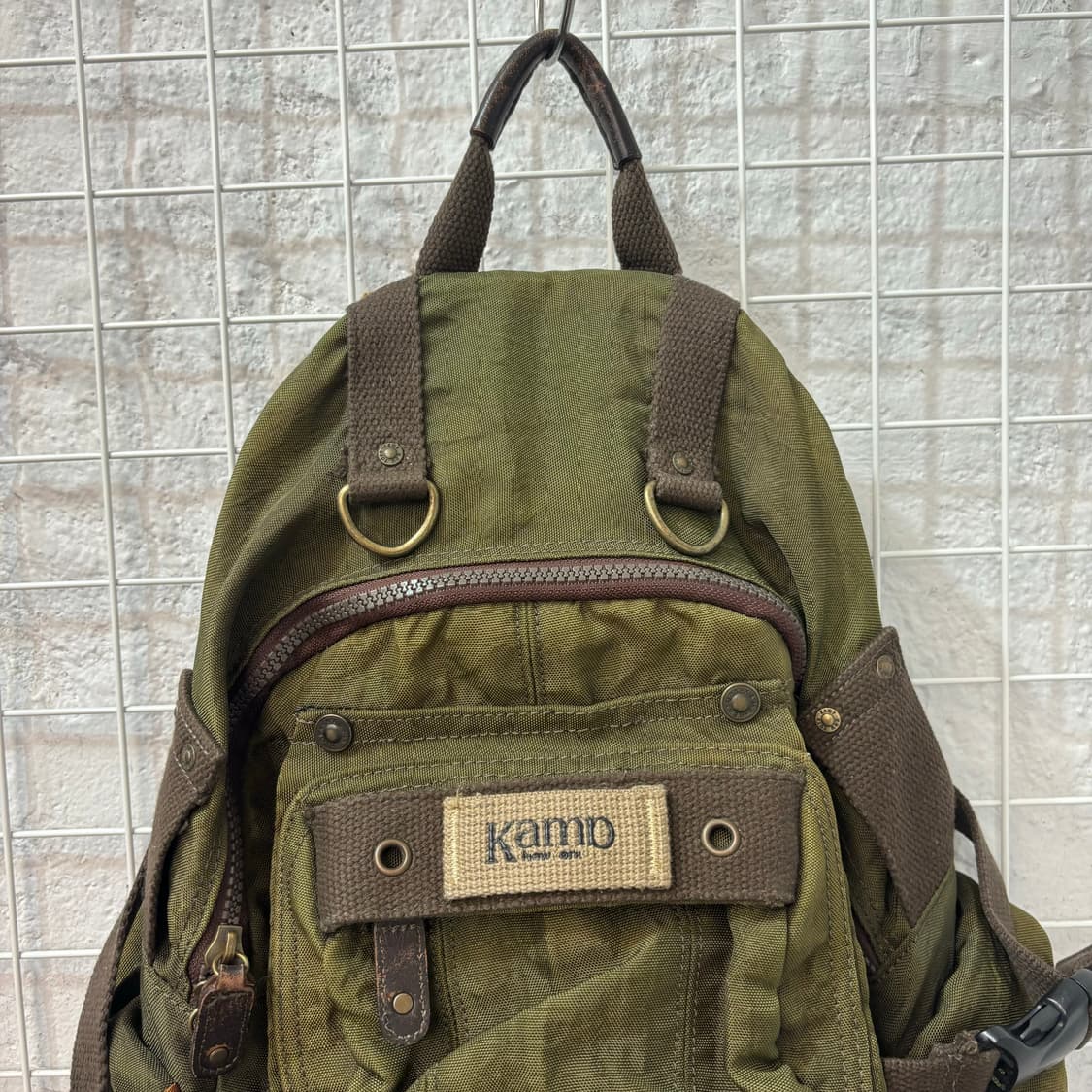 Kamp 캠프 빈티지 카키 미니 백팩 OS 상품이미지3