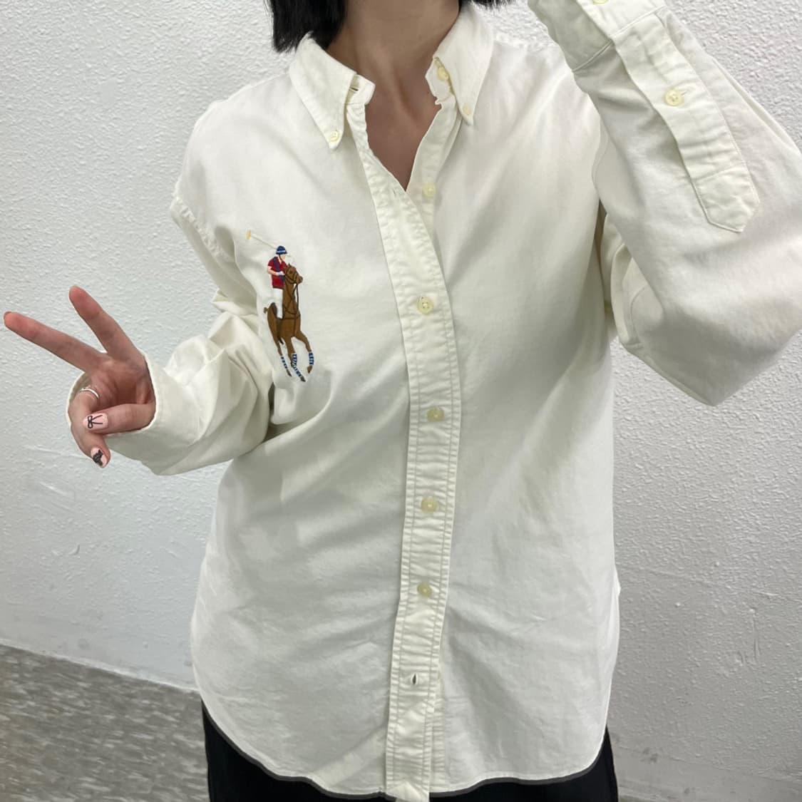 폴로 랄프로렌 빅포니 화이트 셔츠 L 상품이미지5
