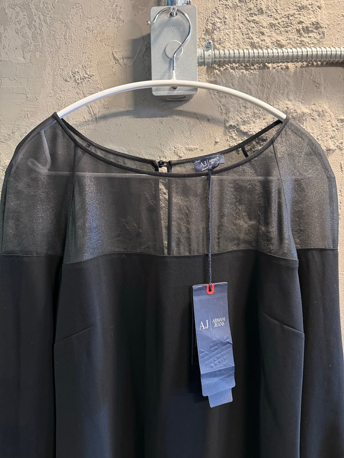 아르마니진 ARMANI 시스루 요크 배색 원피스 블랙 40 상품이미지4