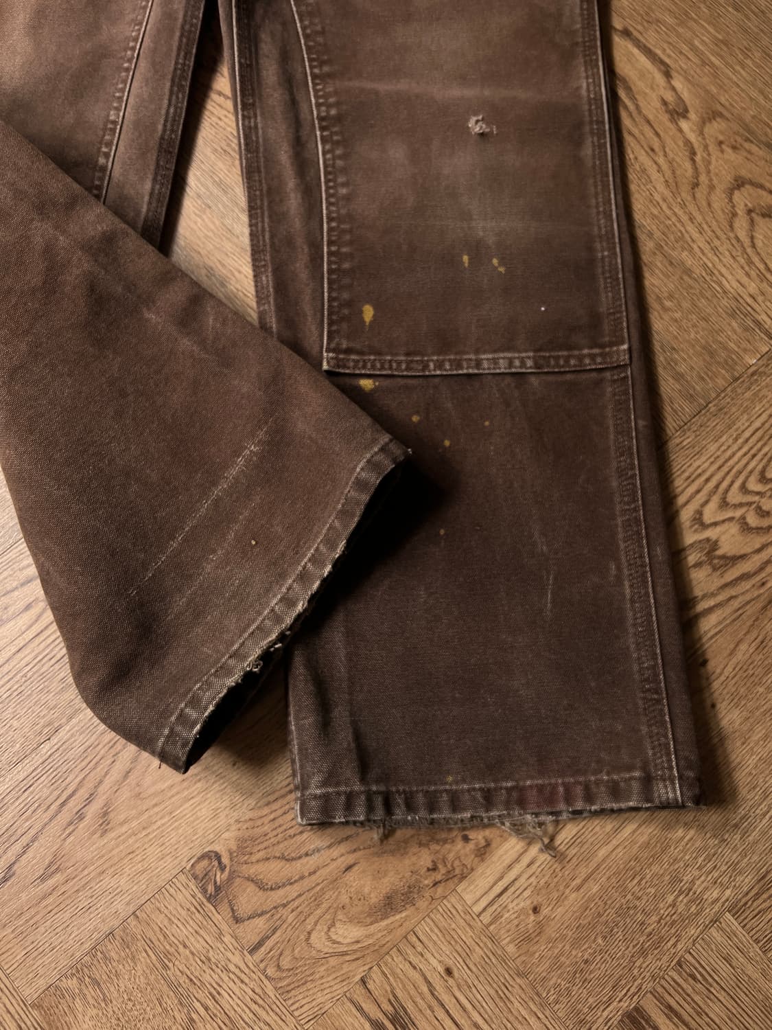 [28]칼하트 USA 빈티지 페이딩 다크브라운 더블니 워크 팬츠 상품이미지5