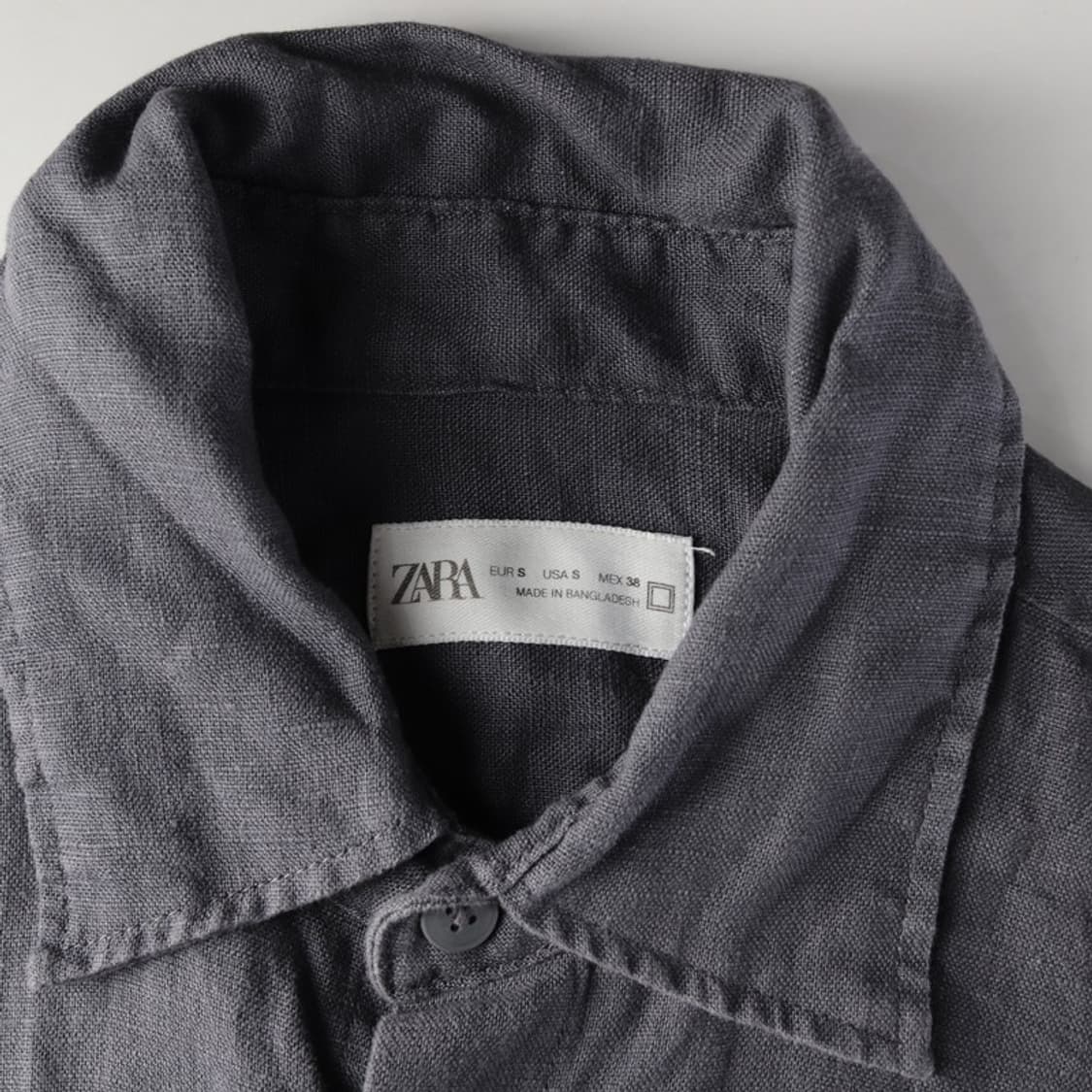 ZARA 린넨 다크그레이 반팔 셔츠 S 상품이미지5