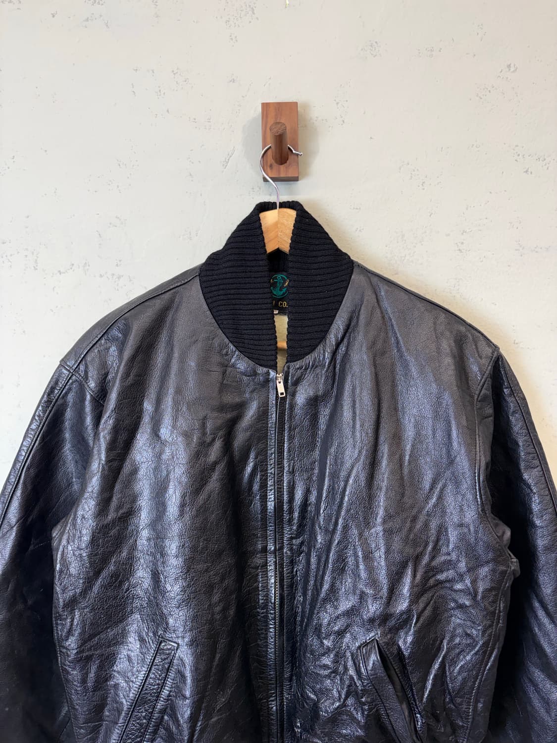 빈티지 리얼레더 봄버 자켓 블랙 상품이미지5