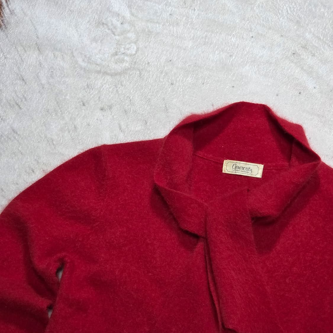 일본 빈티지 핑크 레드 타이 니트 상품이미지2