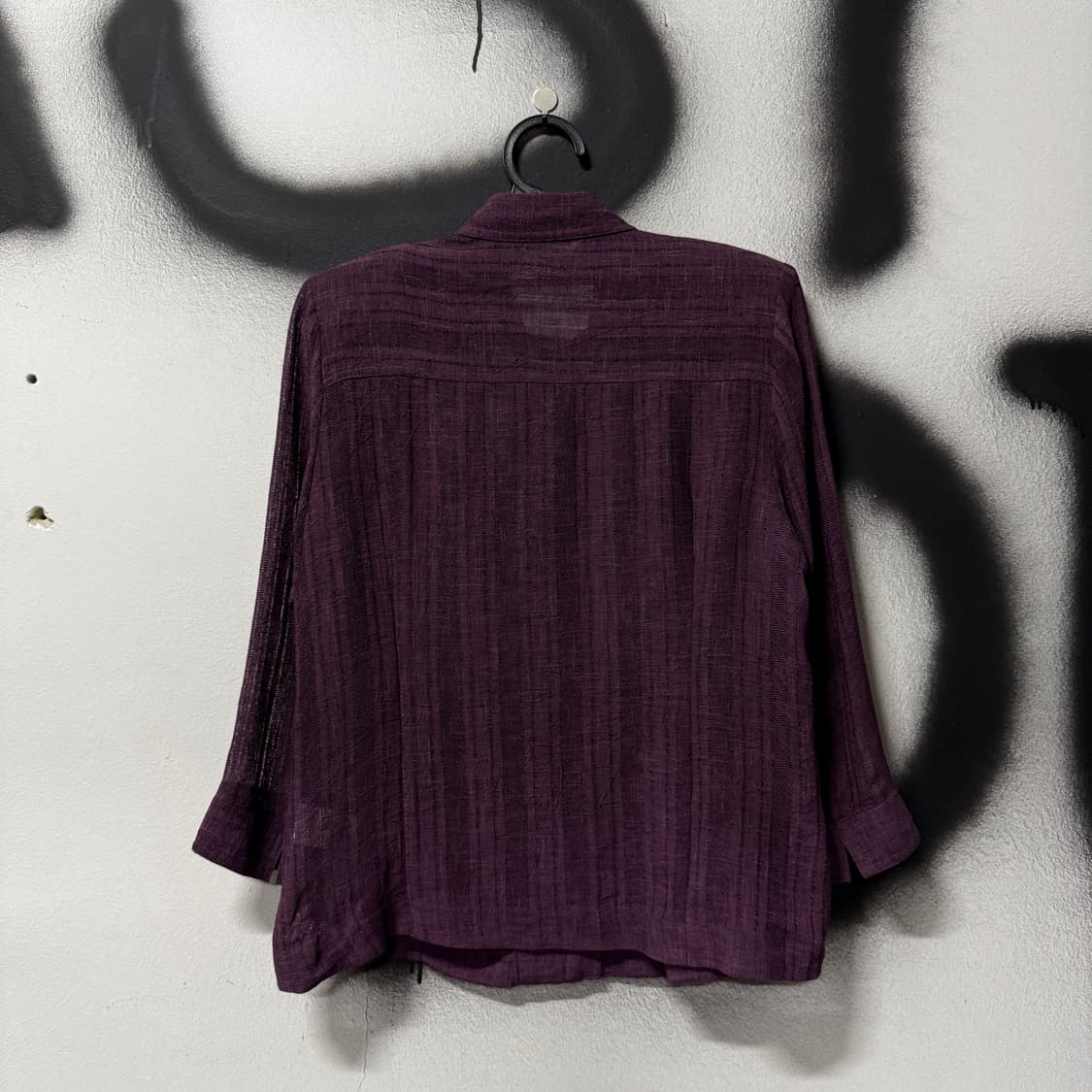 VTG 빈티지 퍼플 린넨 시스루 포켓 디테일 카라 셔츠 상품이미지2