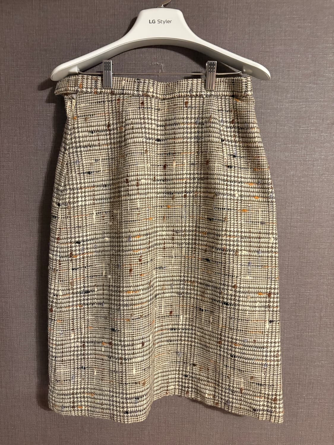 체크 모직 미디 스커트 상품이미지1