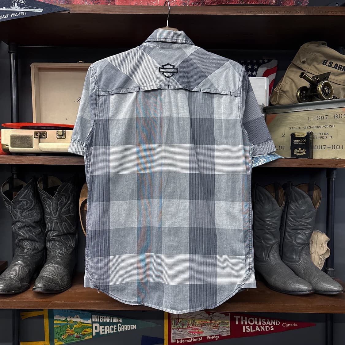 할리데이비슨 스트라이프 믹스 체크 실루엣 쉴드자수 워크셔츠 N1184 상품이미지2