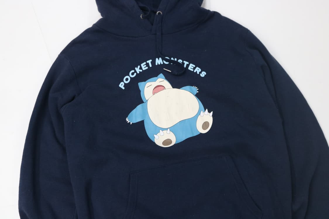 포켓몬스터 빈티지 잠만보 네이비 후드 티셔츠 (LL) 상품이미지3