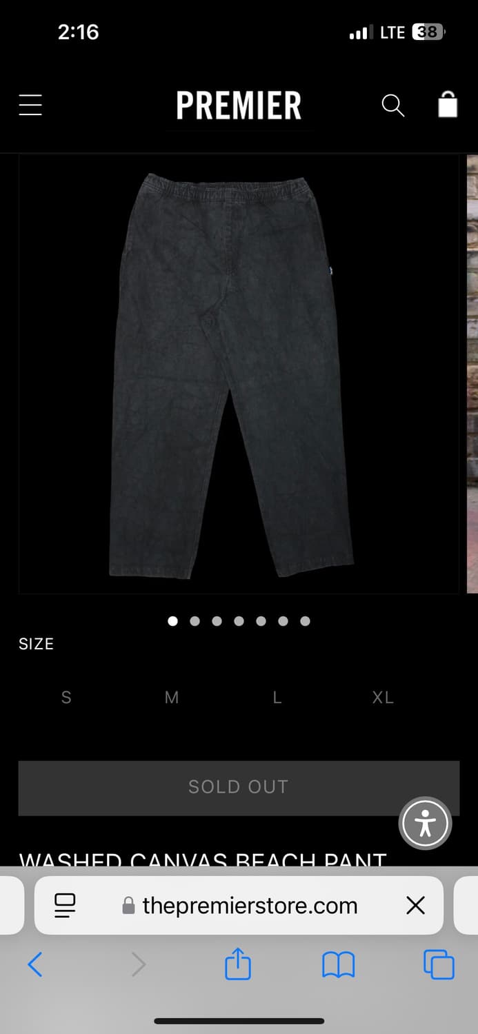 Stussy Washed Canvas Beach Pant 블랙 상품이미지1