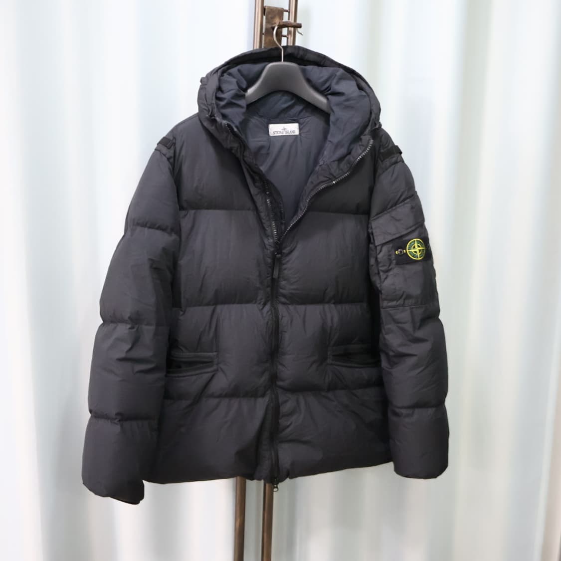 스톤아일랜드 크링클랩스 블랙 나일론 후드 패딩 XXL/110 상품이미지4