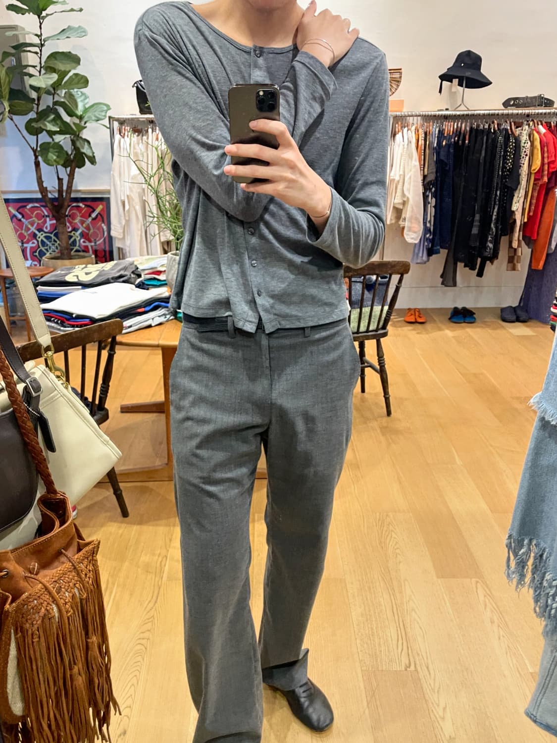 3) 머듈 슬랙스 스트라이프 그레이 상품이미지2