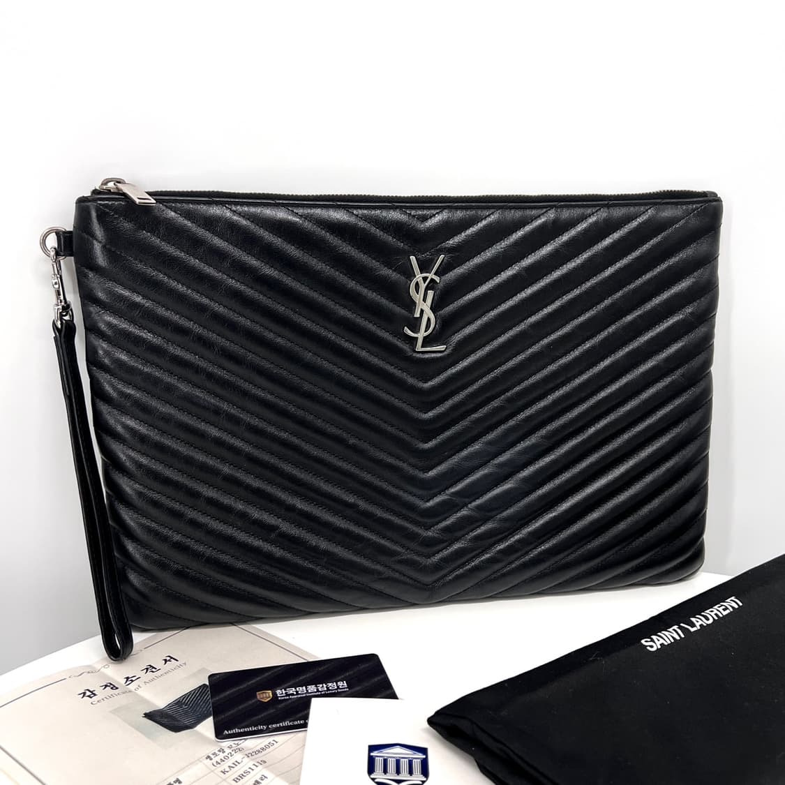 [감정완료] 생로랑 마틀라세 클러치백 라지 블랙 (440222) 상품이미지1
