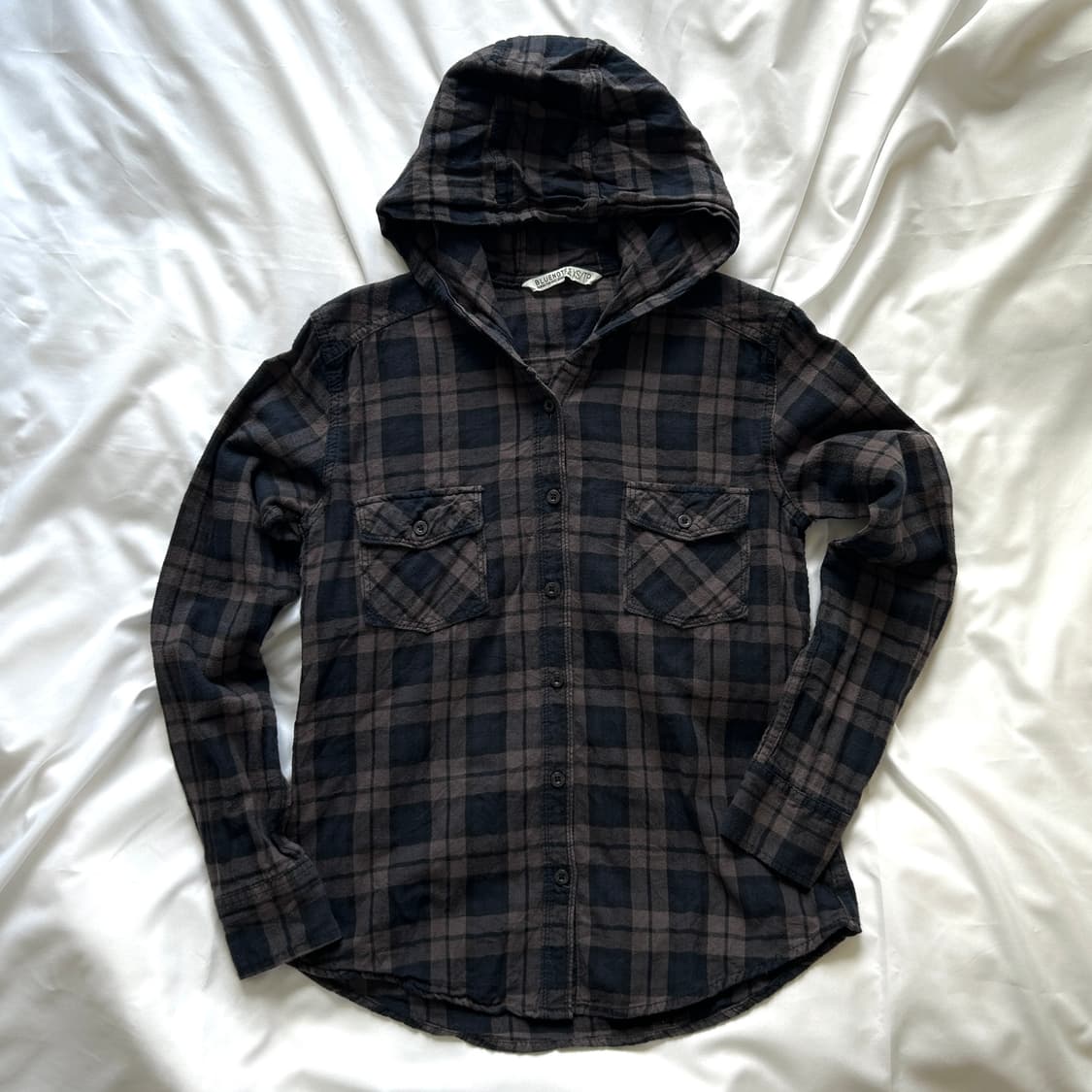 빈티지 후드 체크 긴팔셔츠 상품이미지5