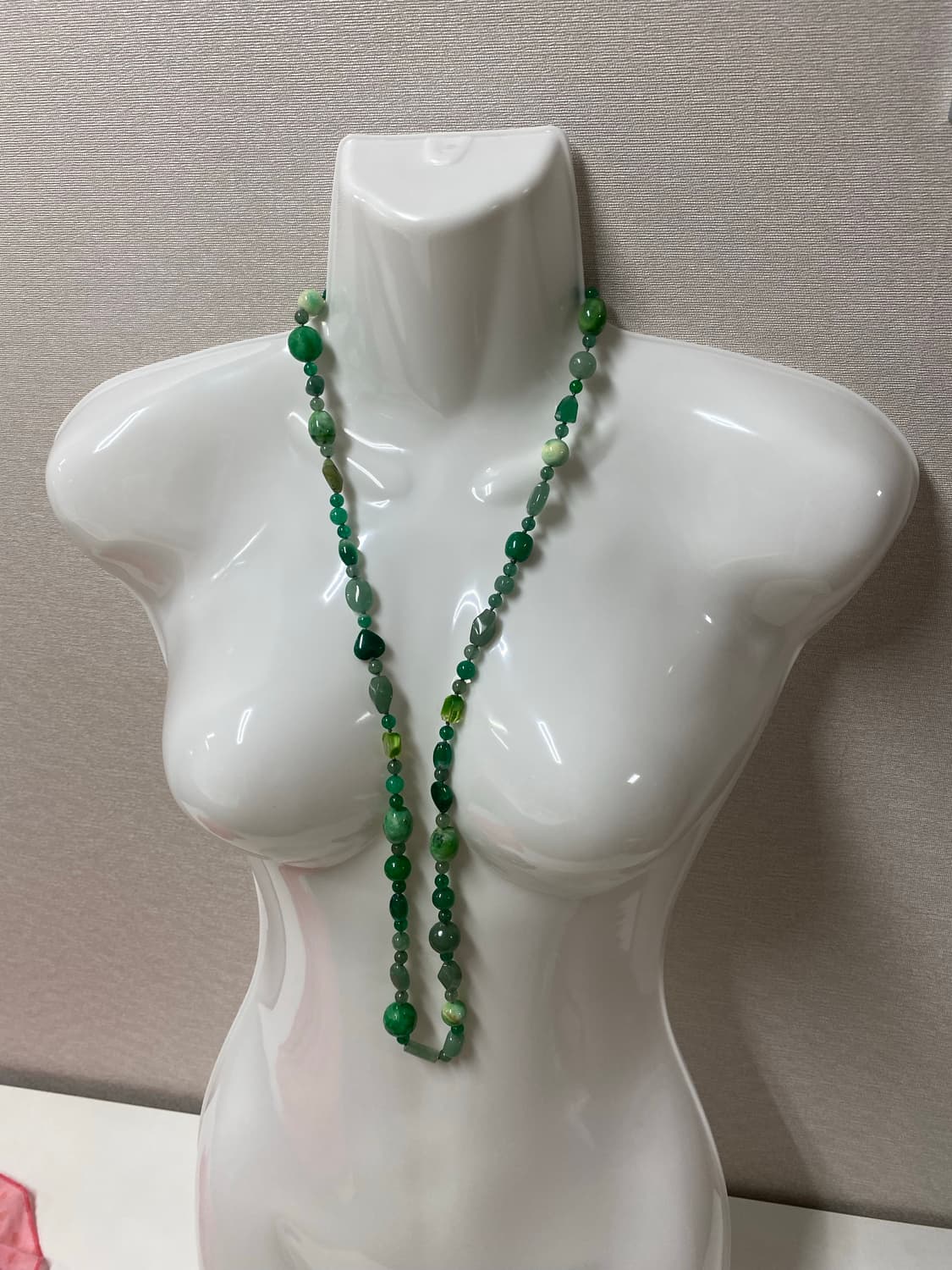 천연 비취석 원석 하트 목걸이 일본 빈티지 옥 목걸이 상품이미지3