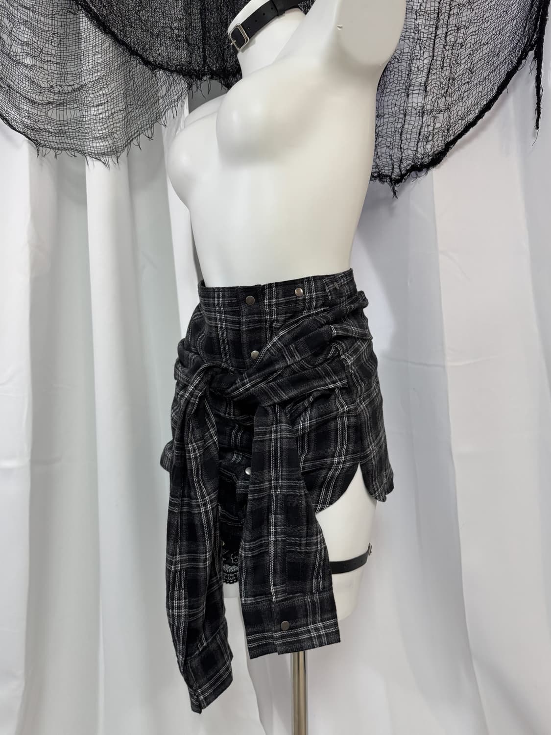 leathery check skirt 상품이미지2