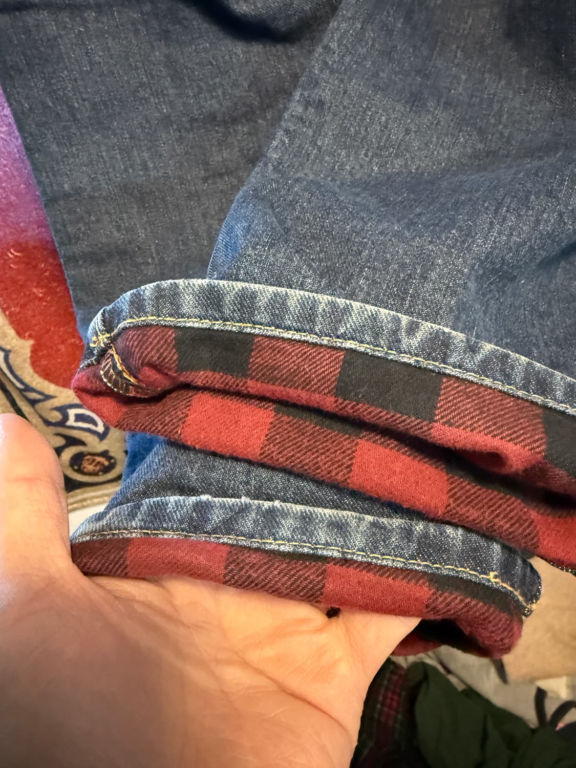 Eddie Bauer 체크 라이닝 데님 팬츠 36 Mexico 상품이미지1