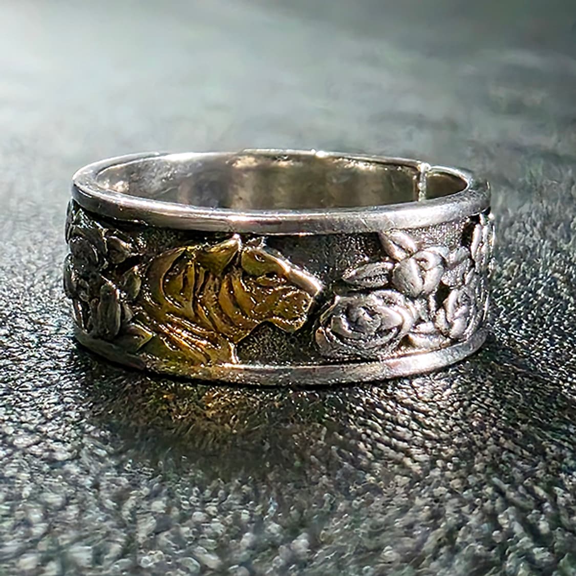 Hwaho 실버 남자 엔틱 빈티지 명품 꽃 호랑이 반지 상품이미지3
