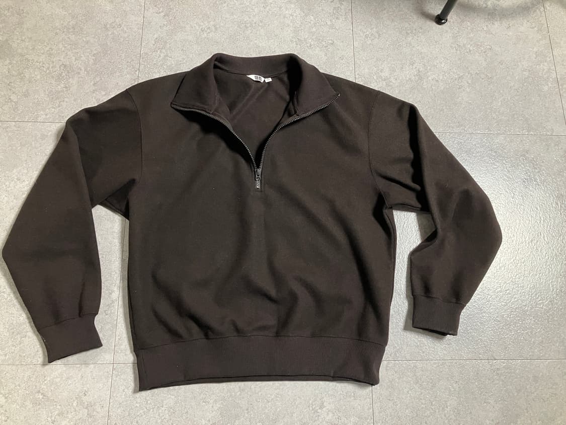 유니클로 브러시드 하프집 스웨트셔츠 (다크브라운, M) 상품이미지1