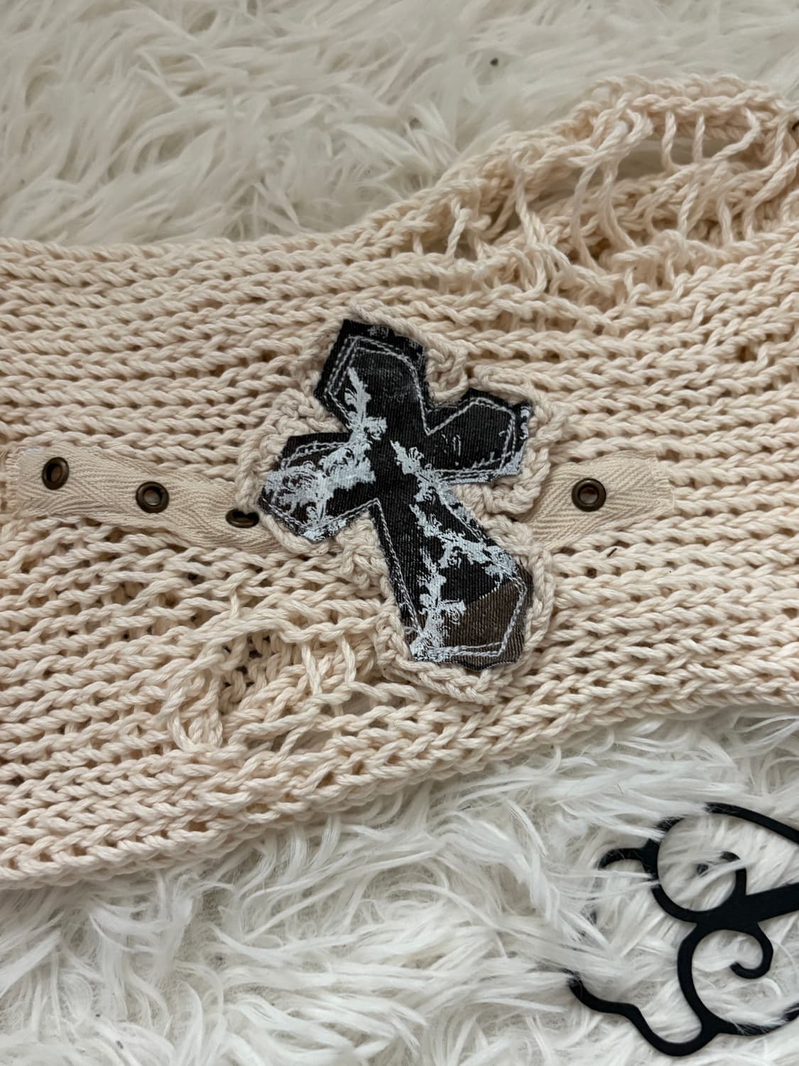 • hurtmade Crochet Cross Damage Hairband 상품이미지2