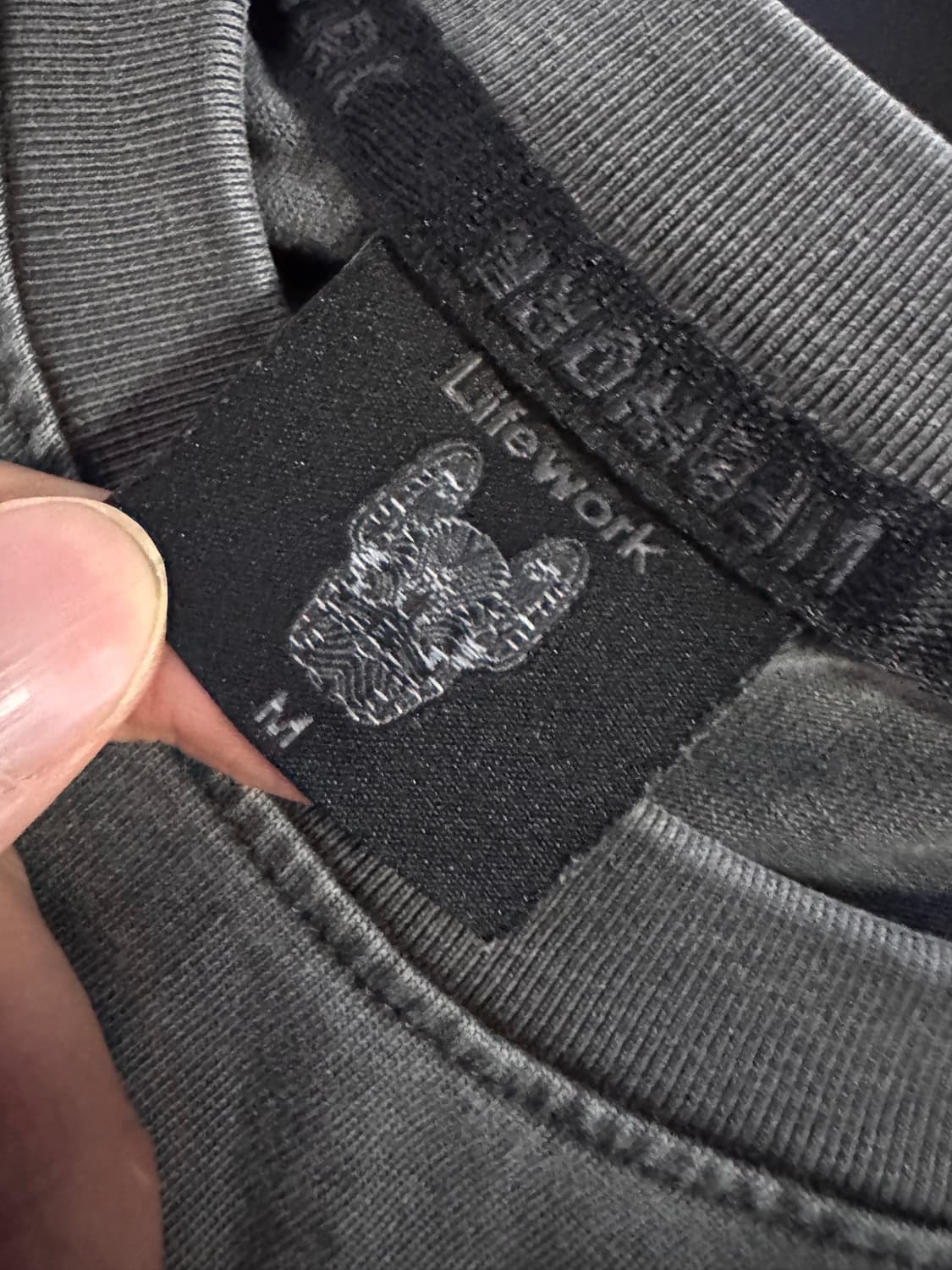 라이프워크 빈티지 워싱 빅 로고 반팔 티셔츠 L ~ XL 그레이 상품이미지3