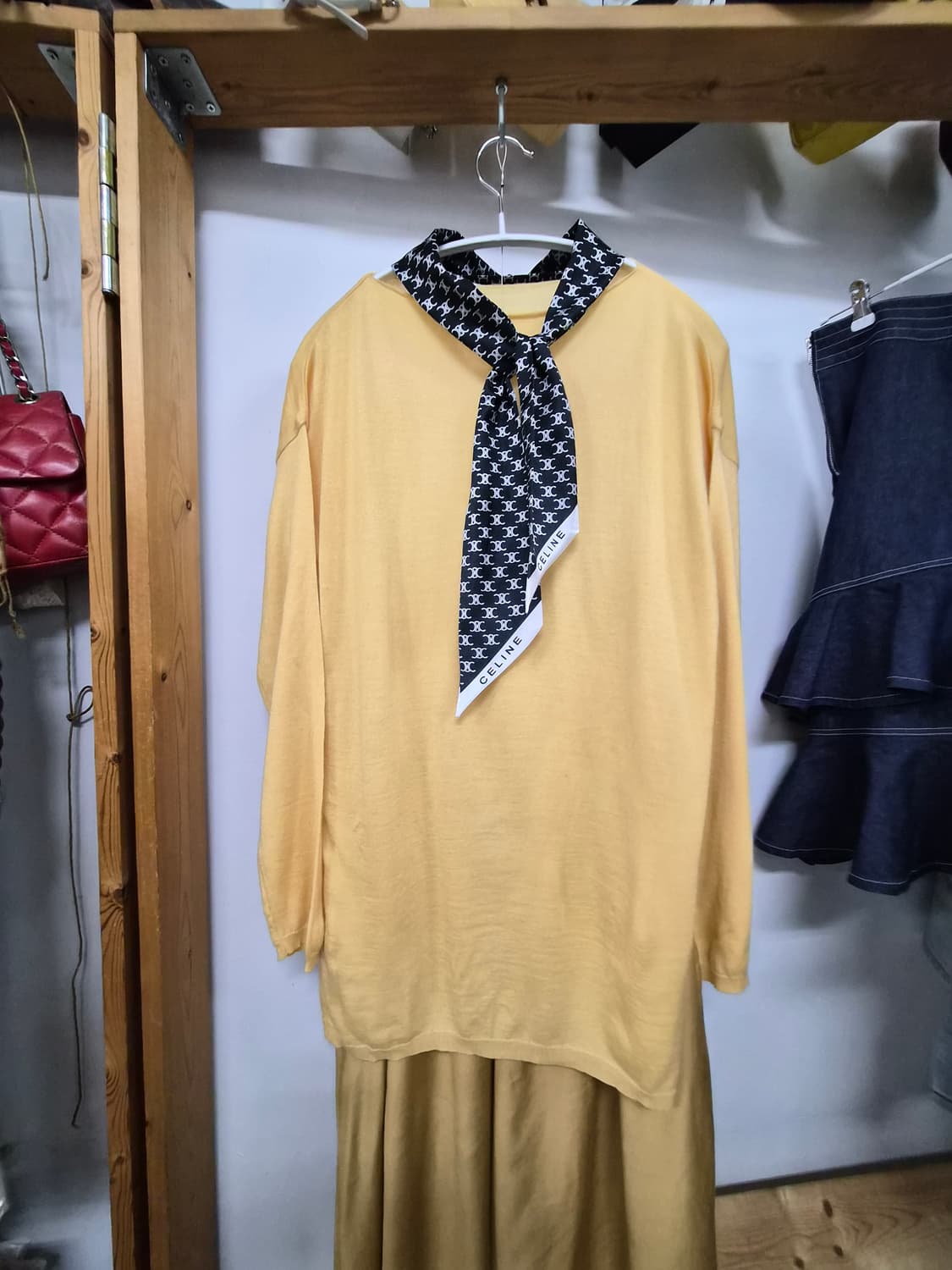 돌체비타 보트넥 니트. 레이온 와이드팬츠 상품이미지2