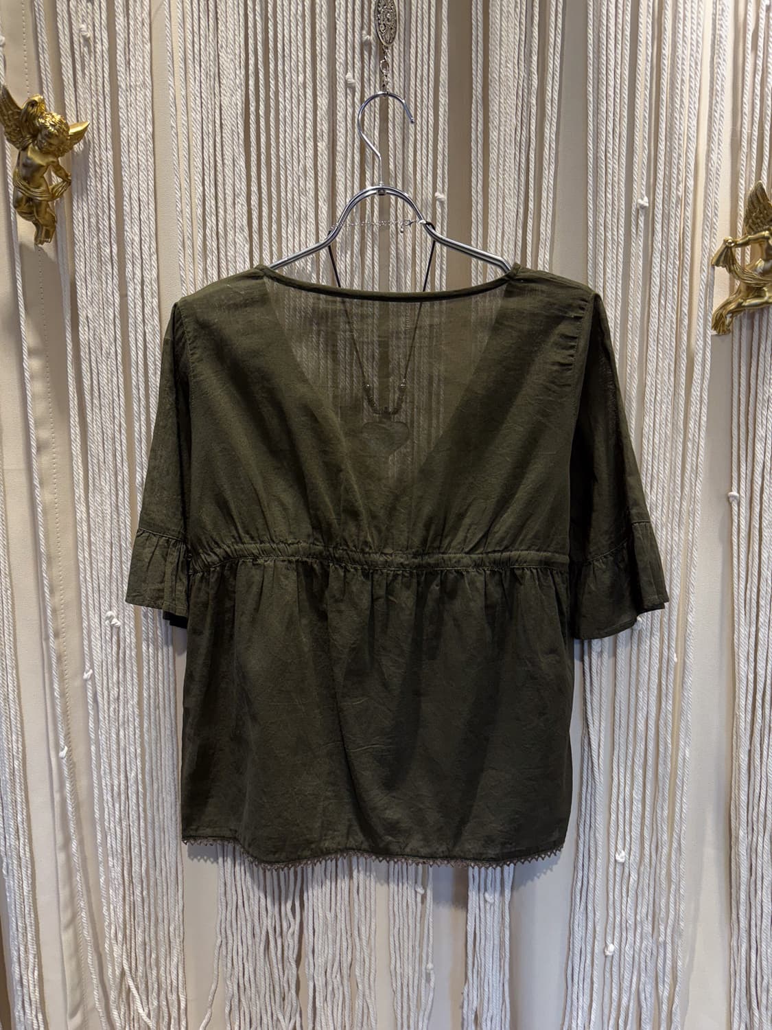 Khaki V-Neck Blouse 0063 상품이미지10
